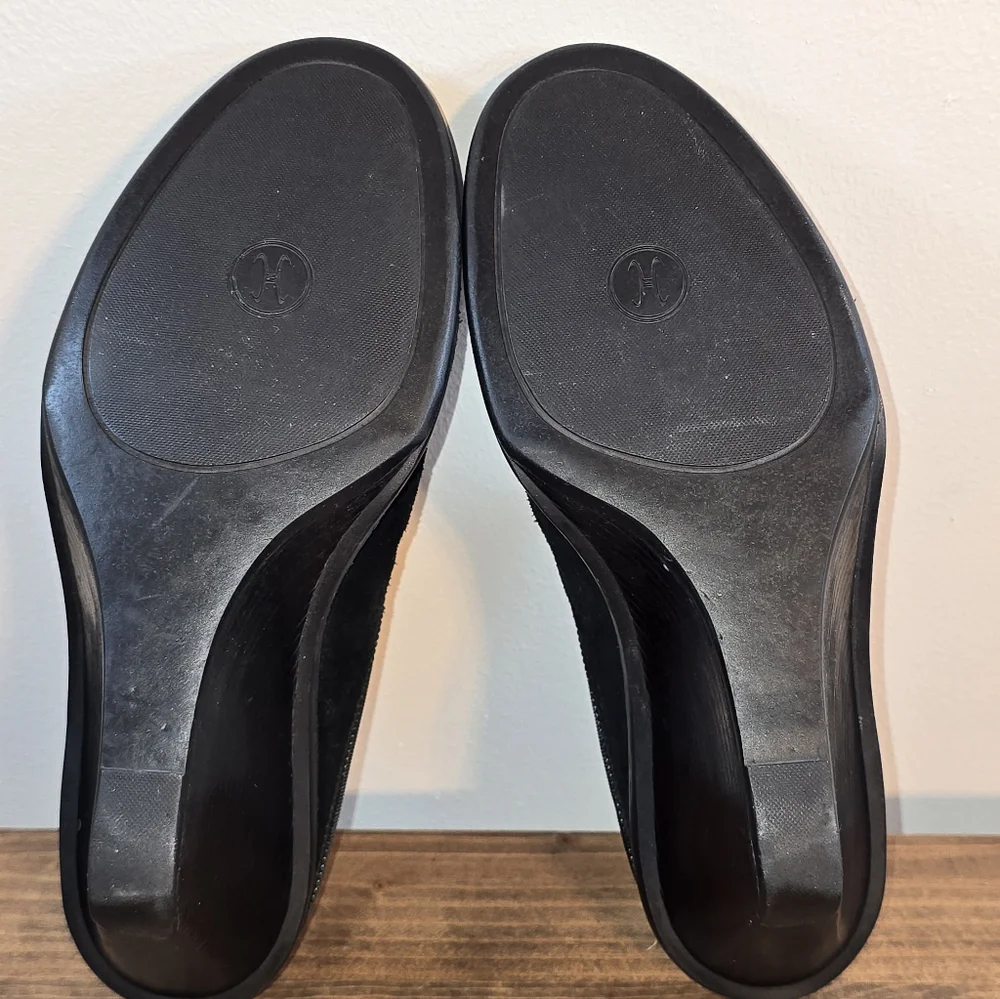 Cole Haan Jaynie Black Suede Wedge Mules Women's Size 6.5B